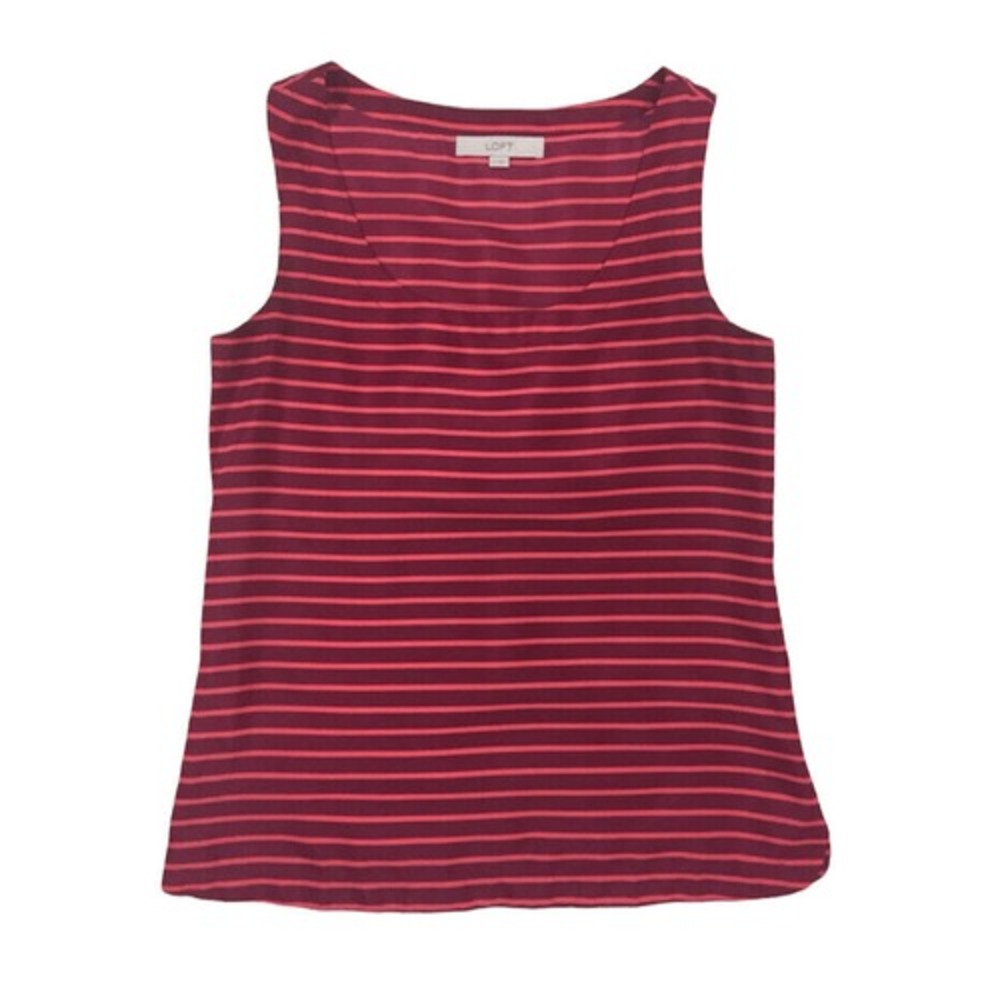 LOFT Red Orange Striped Sleeveless Blouse Size XS